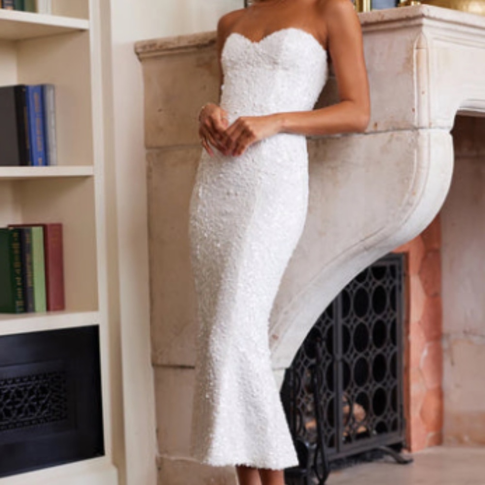 V. Chapman Betty Dress in White Sequins